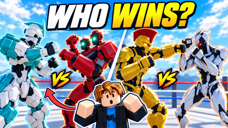 Four different robot designs featured in official promotional artwork.