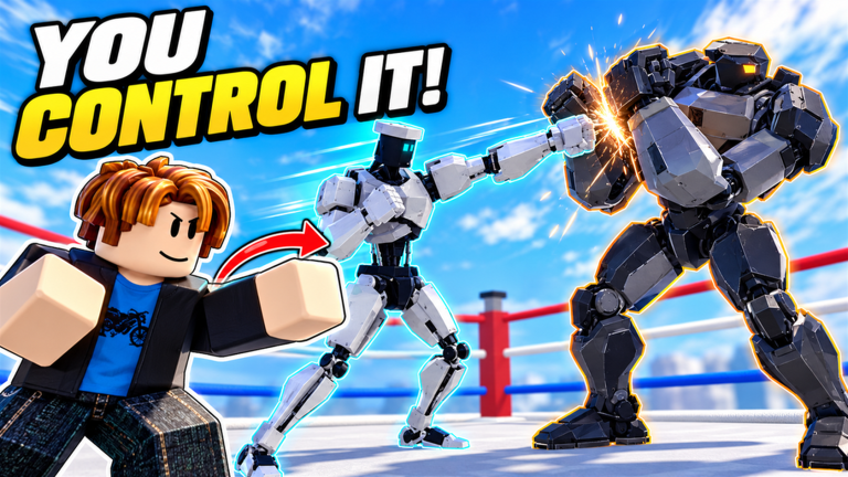A player avatar and two boxing robots in official promotional artwork.